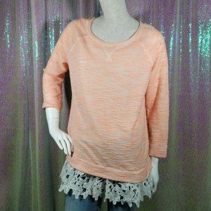 Sunday In Brooklyn Orange Sweater W/ Lace Size L